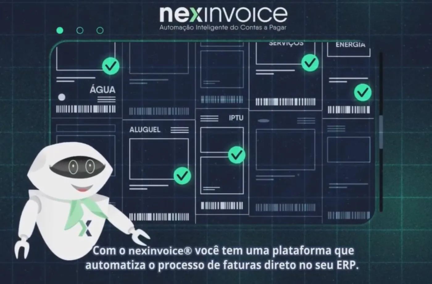 Plataforma nexinvoice automatizando o processo de faturas com a mascote Annie